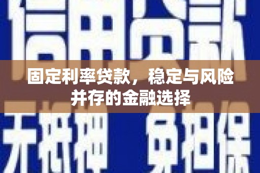 凤庆固定利率贷款，稳定与风险并存的金融选择