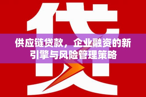 凤庆供应链贷款，企业融资的新引擎与风险管理策略