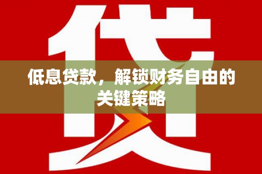 凤庆低息贷款，解锁财务自由的关键策略