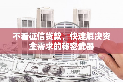 凤庆不看征信贷款，快速解决资金需求的秘密武器