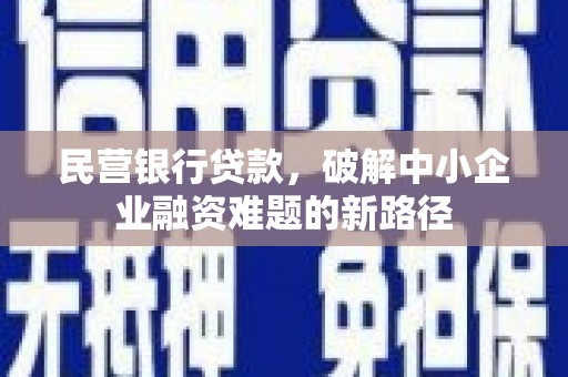 凤庆民营银行贷款，破解中小企业融资难题的新路径